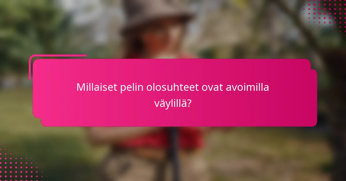 Millaiset pelin olosuhteet ovat avoimilla väylillä?