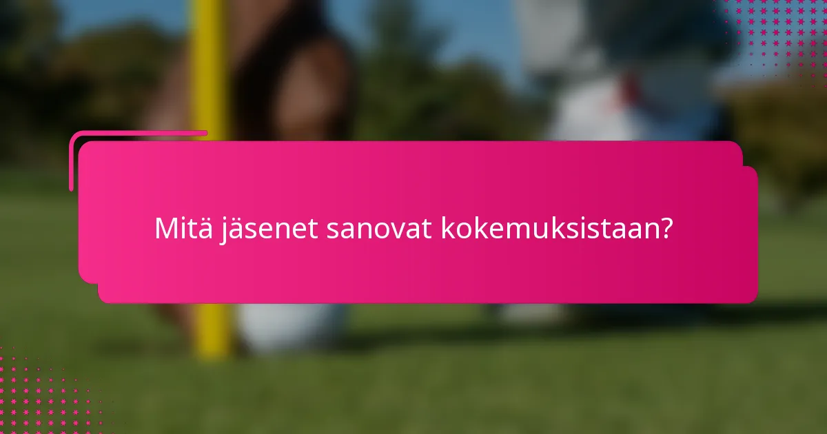 Mitä jäsenet sanovat kokemuksistaan?